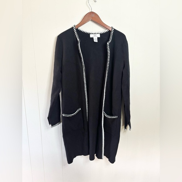 Magaschoni black knit duster cardigan sweater jacket size M - Picture 1 of 5
